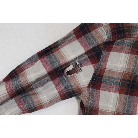 Eddie Bauer Men Red Plaid Button Up Shirt Flannel Casual Size Meduim - Picture 6 of 8